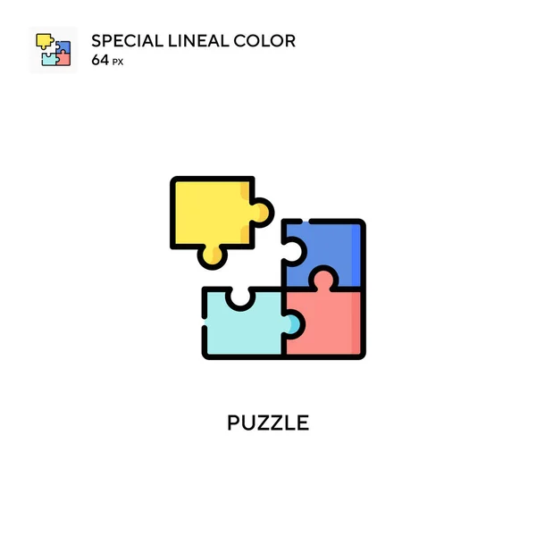 Puzzle Icono Color Lineal Especial Plantilla Diseño Símbolo Ilustración Para — Archivo Imágenes Vectoriales