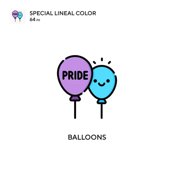 Globos Icono Especial Color Lineal Plantilla Diseño Símbolo Ilustración Para — Vector de stock