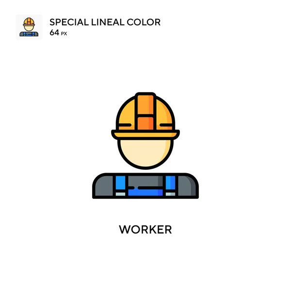 Worker Special Lineal Renk Simgesi Web Mobil Ögesi Için Resimleme — Stok Vektör