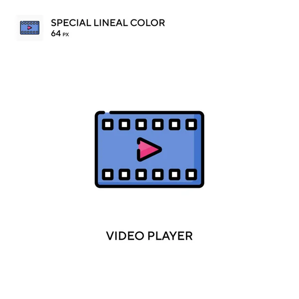 Video Player Ειδικό Εικονίδιο Χρώματος Lineal Εικονογράφηση Πρότυπο Σχεδιασμού Συμβόλων — Διανυσματικό Αρχείο