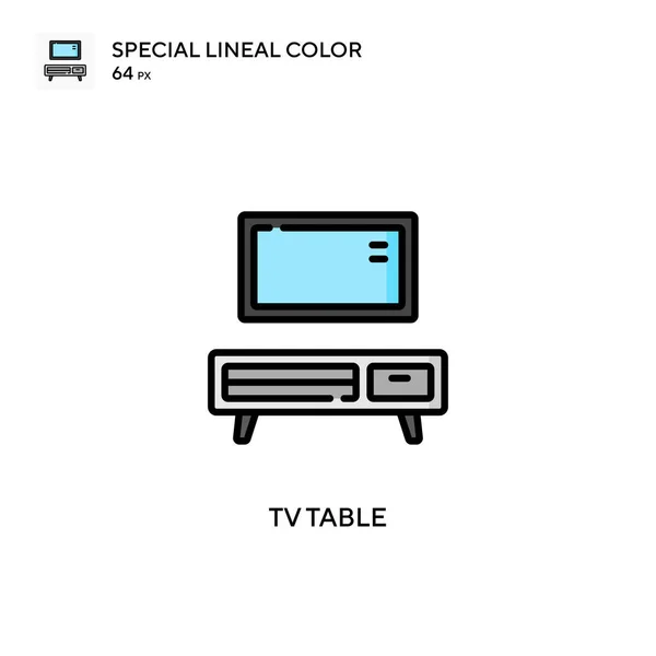 Televizyon Masası Özel Çizgi Renk Simgesi Web Mobil Ögesi Için — Stok Vektör
