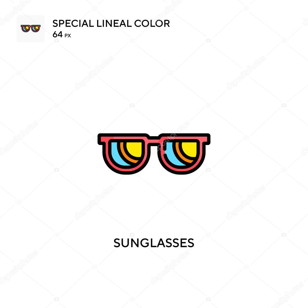 Sunglasses Special lineal color icon. Illustration symbol design template for web mobile UI element. Perfect color modern pictogram on editable stroke.
