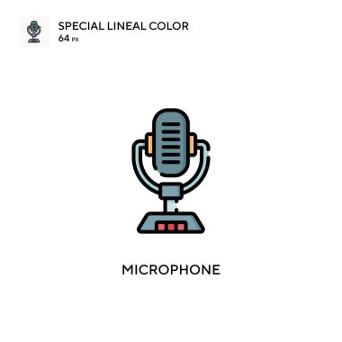 Mikrofon özel doğrusal renk simgesi. Web mobil UI ögesi için resimleme sembolü tasarım şablonu. Düzenlenebilir vuruş üzerine mükemmel renk modern pictogram.