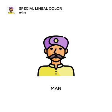 Man Special Lineal renk ikonu. Web mobil UI ögesi için resimleme sembolü tasarım şablonu. Düzenlenebilir vuruş üzerine mükemmel renk modern pictogram.