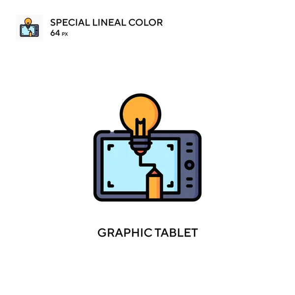 Tableta Gráfica Icono Especial Color Lineal Plantilla Diseño Símbolo Ilustración — Vector de stock