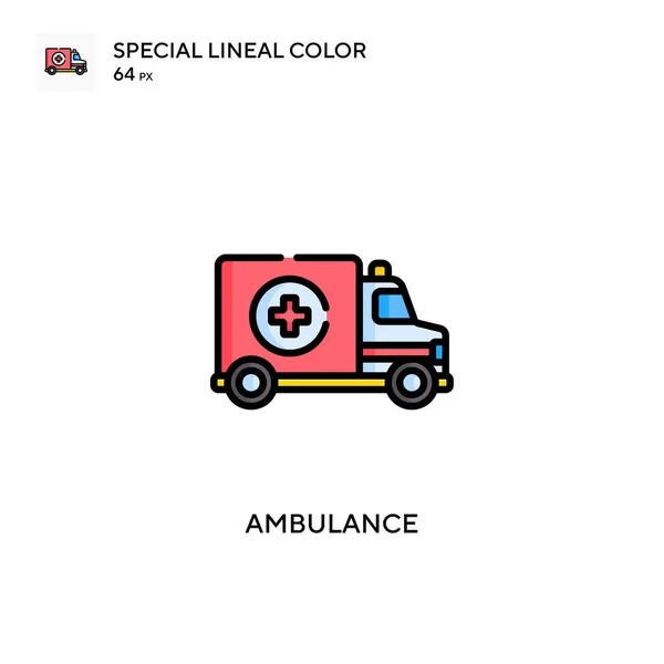 Ambulance Icône Spéciale Couleur Linéaire Modèle Conception Symbole Illustration Pour — Image vectorielle