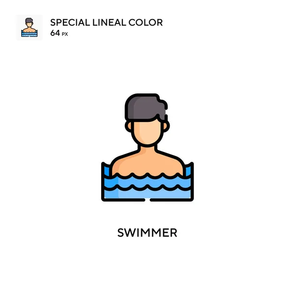 Swimmer Special Lineal Color Icon Illustration Symbol Design Template Web — Stock Vector