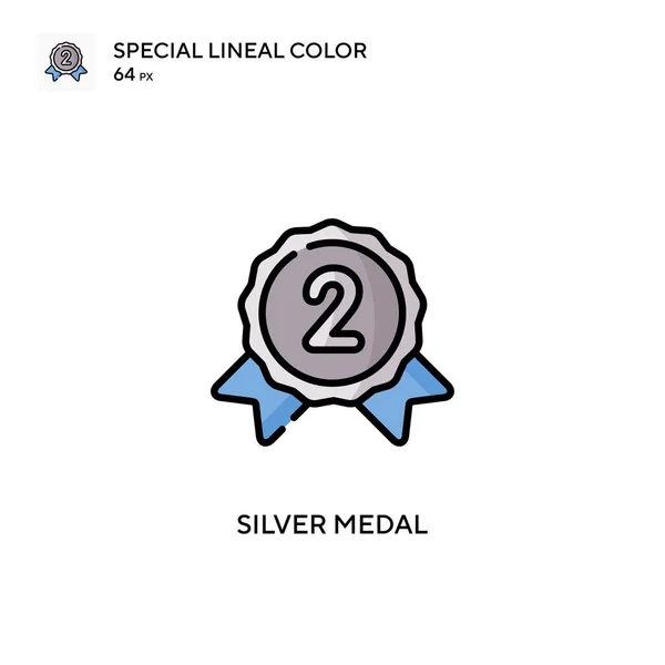 Medalha Prata Ícone Cor Linear Especial Modelo Design Símbolo Ilustração — Vetor de Stock