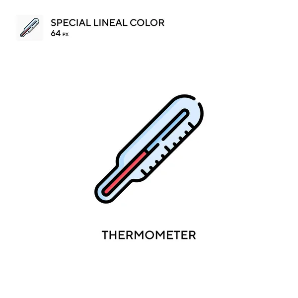 温度计特殊的直线色图标 Web移动Ui元素的说明性符号设计模板 关于可编辑笔画的完美色彩现代象形文字 — 图库矢量图片