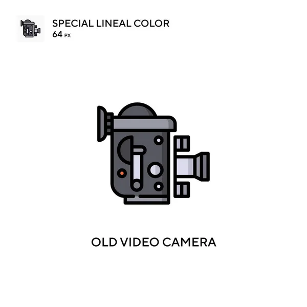 Gammal Videokamera Speciell Linjal Färg Ikon Illustration Symbol Design Mall — Stock vektor