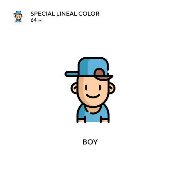 Boy Ícone Cor Linear Especial Modelo Design Símbolo Ilustração Para — Vetor de Stock