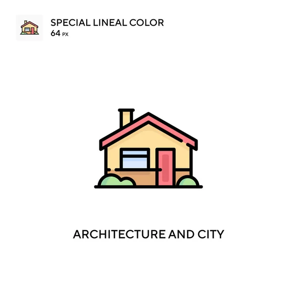 Arquitectura Ciudad Icono Especial Color Lineal Plantilla Diseño Símbolo Ilustración — Vector de stock