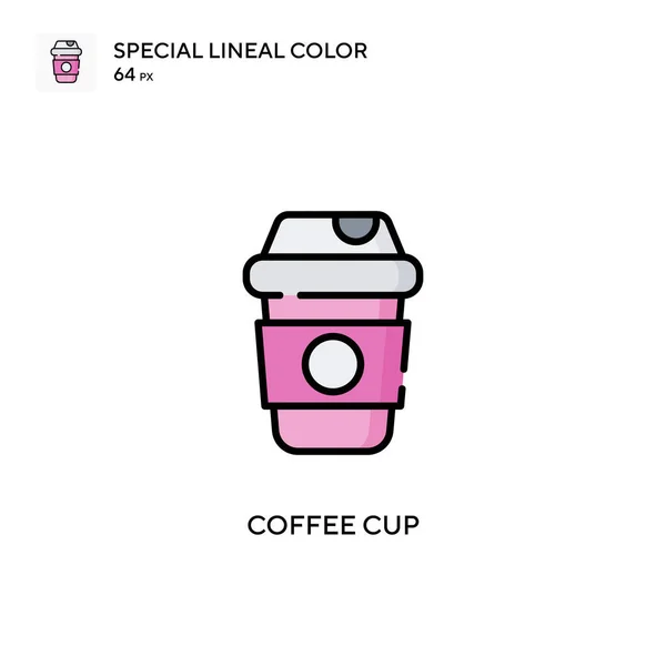 Tasse Café Icône Couleur Spéciale Linéaire Modèle Conception Symbole Illustration — Image vectorielle
