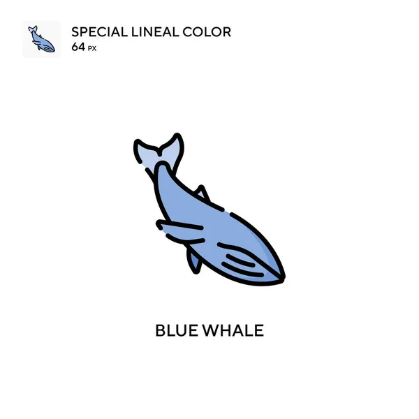 Baleia Azul Ícone Cor Linear Especial Modelo Design Símbolo Ilustração —  Vetores de Stock