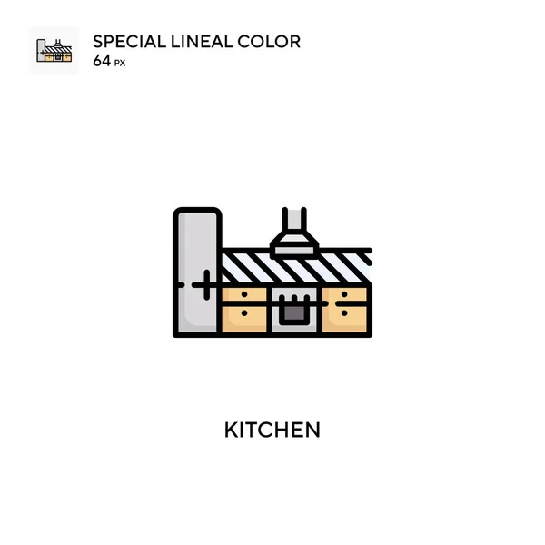 厨房特殊的线形色彩图标 Web移动Ui元素的说明性符号设计模板 — 图库矢量图片
