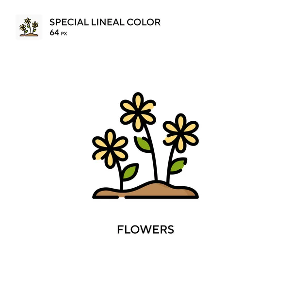 Flores Ícone Cor Linear Especial Modelo Design Símbolo Ilustração Para — Vetor de Stock