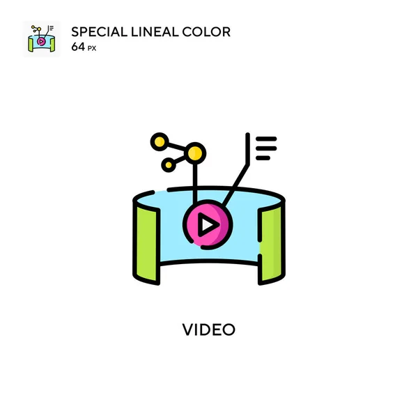 Videó Különleges Lineáris Szín Ikon Illusztráció Szimbólum Design Sablon Web — Stock Vector