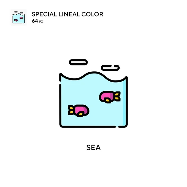 Ícone Cor Linear Sea Special Modelo Design Símbolo Ilustração Para — Vetor de Stock