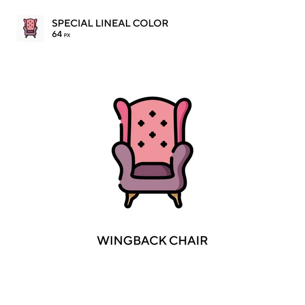 Chaise Wingback Icône Spéciale Couleur Linéaire Modèle Conception Symbole Illustration — Image vectorielle