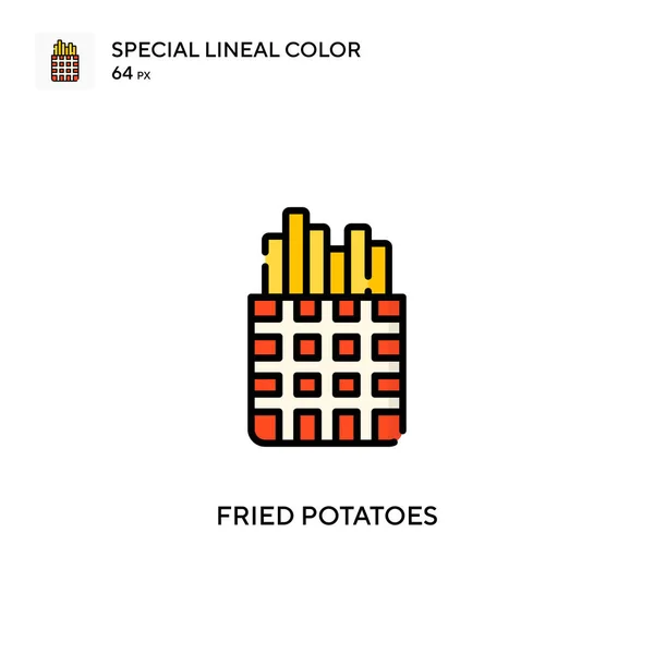 Pommes Terre Frites Icône Spéciale Couleur Linéaire Modèle Conception Symbole — Image vectorielle