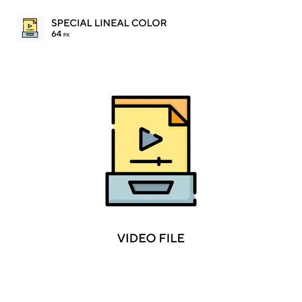 Αρχείο Βίντεο Ειδική Γραμμή Εικονίδιο Χρώματος Πρότυπο Σχεδίασης Συμβόλων Εικονογράφησης — Διανυσματικό Αρχείο