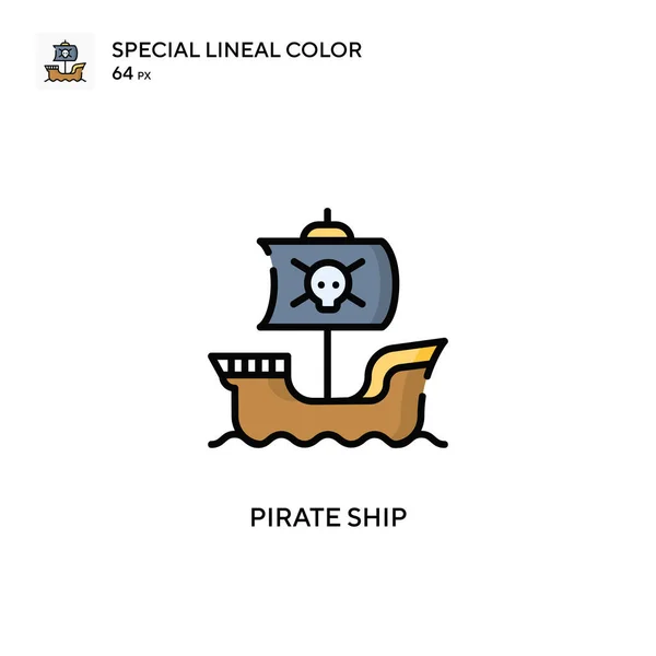 Пиратский Корабль Специальный Цвет Иконки Шаблон Оформления Символов Иллюстрации Веб — стоковый вектор