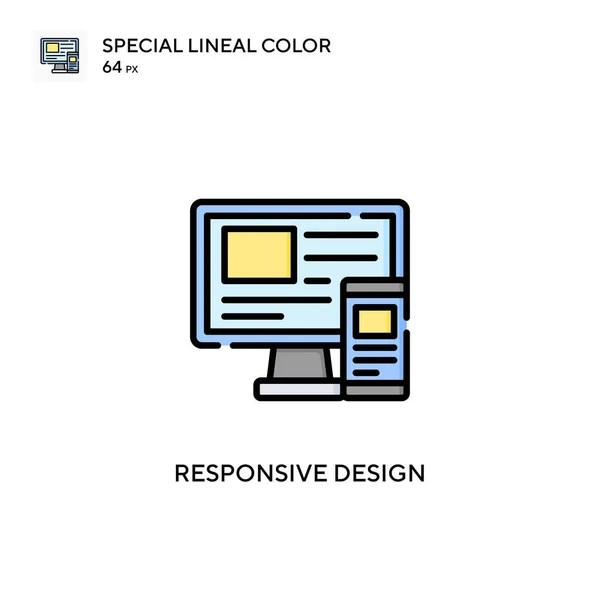 Responsiv Design Speciell Linjal Färg Ikon Illustration Symbol Design Mall — Stock vektor