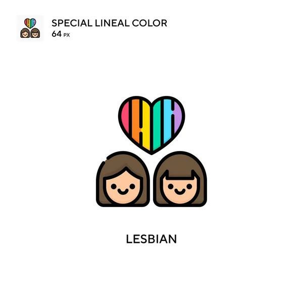Ikon Warna Lineal Khusus Lesbian Templat Desain Simbol Ilustrasi Bagi - Stok Vektor