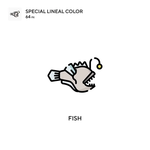 Fish Особый Цвет Иконки Шаблон Оформления Символов Иллюстрации Веб Мобильного — стоковый вектор