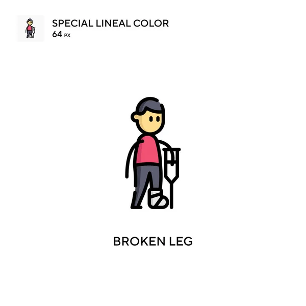 Złamana Noga Specjalna Ikona Koloru Linii Ilustracja Szablonu Projektu Symbolu — Wektor stockowy