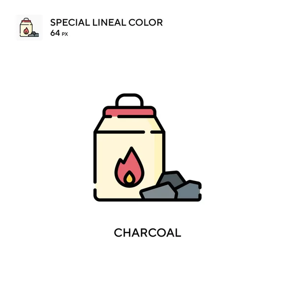 Węgiel Drzewny Specjalna Ikona Koloru Liniowego Ilustracja Szablonu Projektu Symbolu — Wektor stockowy