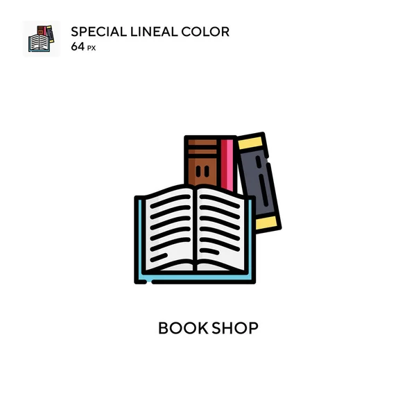 Toko Buku Ikon Warna Lineal Khusus Templat Desain Simbol Ilustrasi - Stok Vektor