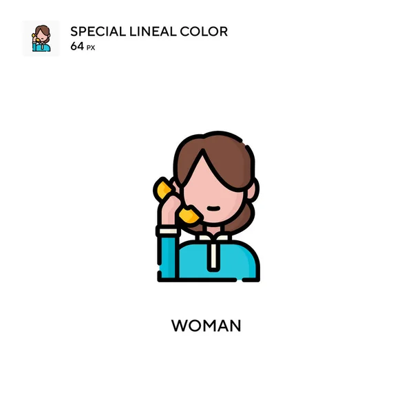 Γυναίκα Ειδική Lineal Εικονίδιο Χρώμα Πρότυπο Σχεδίασης Συμβόλων Εικονογράφησης Για — Διανυσματικό Αρχείο