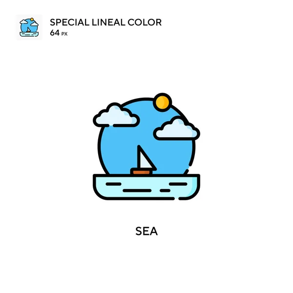海的特殊线条色彩图标 Web移动Ui元素的说明性符号设计模板 — 图库矢量图片