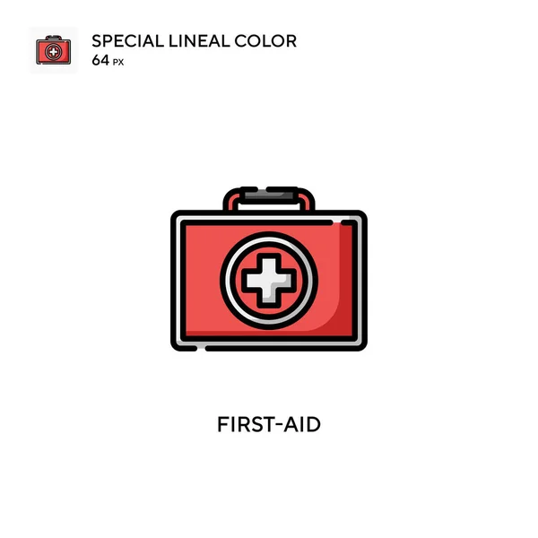 Primeros Auxilios Icono Color Lineal Especial Plantilla Diseño Símbolo Ilustración — Vector de stock