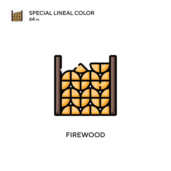 Firewood Ícone Cor Linear Especial Modelo Design Símbolo Ilustração Para — Vetor de Stock