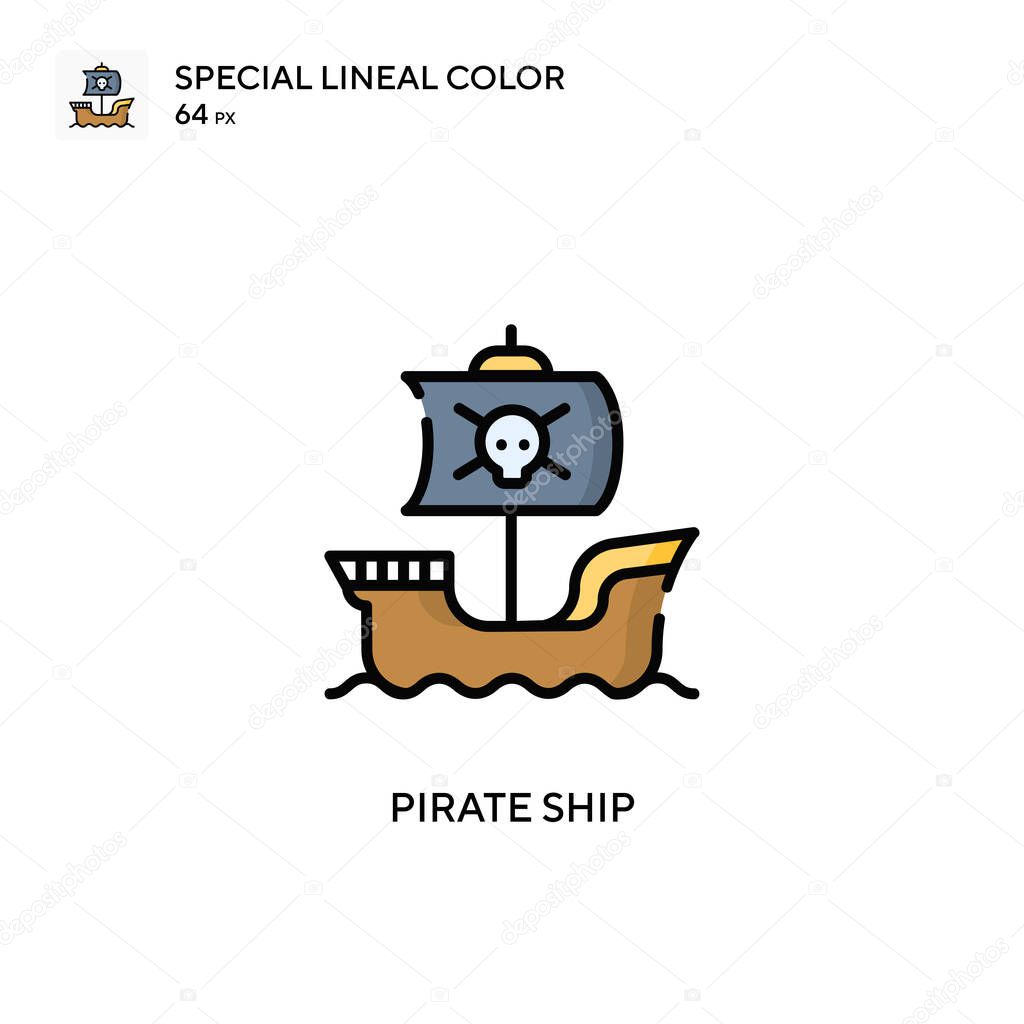 Pirate ship Special lineal color icon. Illustration symbol design template for web mobile UI element.