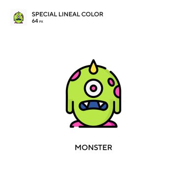 Canavar Özel Çizgi Renk Simgesi. Web mobil UI ögesi için resimleme sembolü tasarım şablonu.