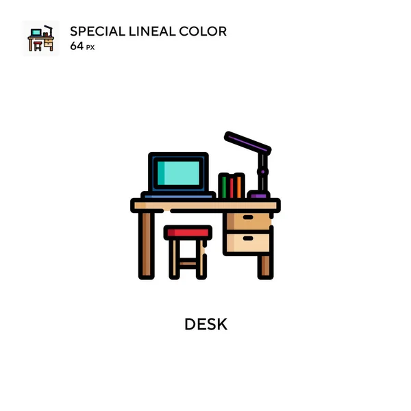 Escritorio Icono Color Lineal Especial Plantilla Diseño Símbolo Ilustración Para — Vector de stock