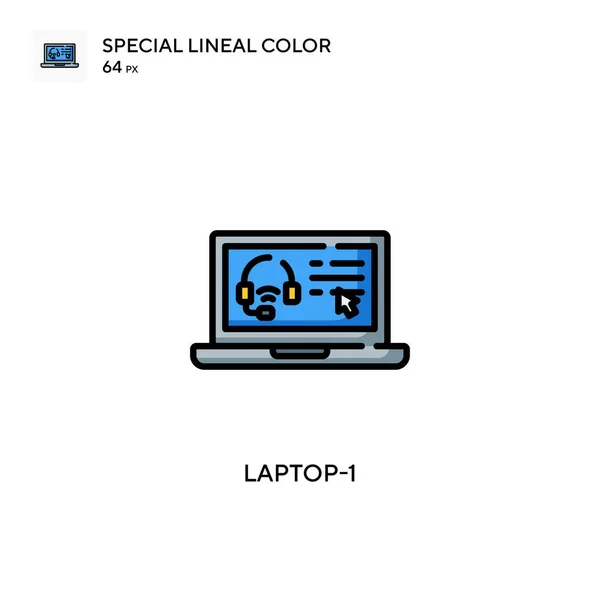 Laptop Különleges Lineáris Szín Ikon Illusztráció Szimbólum Design Sablon Web — Stock Vector