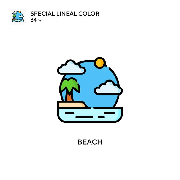 Beach Icono Color Lineal Especial Plantilla Diseño Símbolo Ilustración Para — Vector de stock