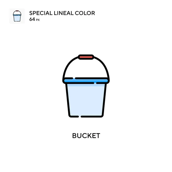 Bucket Icono Especial Color Lineal Plantilla Diseño Símbolo Ilustración Para — Vector de stock