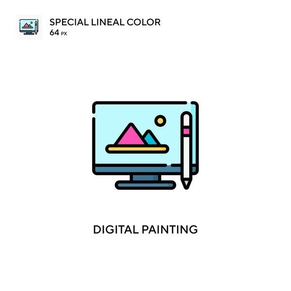 Digital Painting Special Lineal Color Icon Illustration Symbol Design Template — Stock Vector