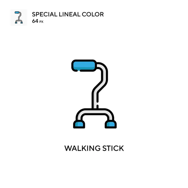 Walking Stick Különleges Lineáris Szín Ikon Illusztráció Szimbólum Design Sablon — Stock Vector