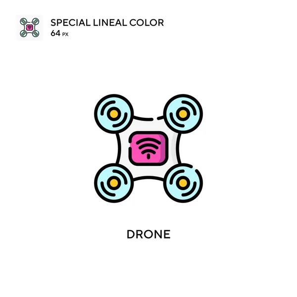 Drone Icône Spéciale Couleur Linéaire Modèle Conception Symbole Illustration Pour — Image vectorielle