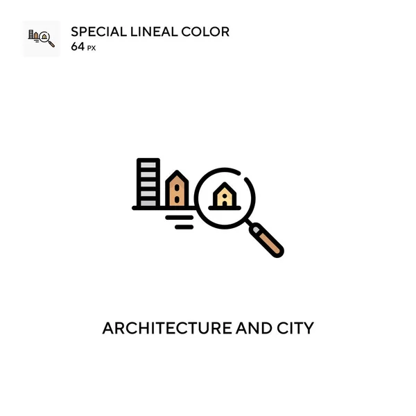 Arquitectura Ciudad Icono Especial Color Lineal Plantilla Diseño Símbolo Ilustración — Vector de stock