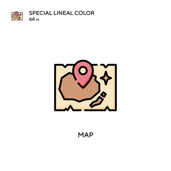 Carte Icône Spéciale Couleur Linéaire Modèle Conception Symbole Illustration Pour — Image vectorielle