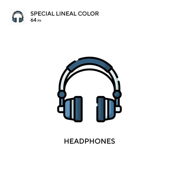 Headphones Ícone Cor Linear Especial Modelo Design Símbolo Ilustração Para — Vetor de Stock