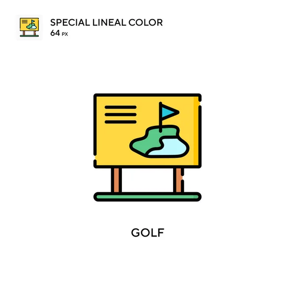 Golf Specjalna Ikona Koloru Linii Ilustracja Szablonu Projektu Symbolu Dla — Wektor stockowy