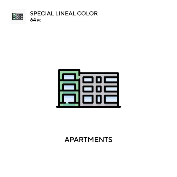 Apartamentos Icono Especial Color Lineal Plantilla Diseño Símbolo Ilustración Para — Vector de stock